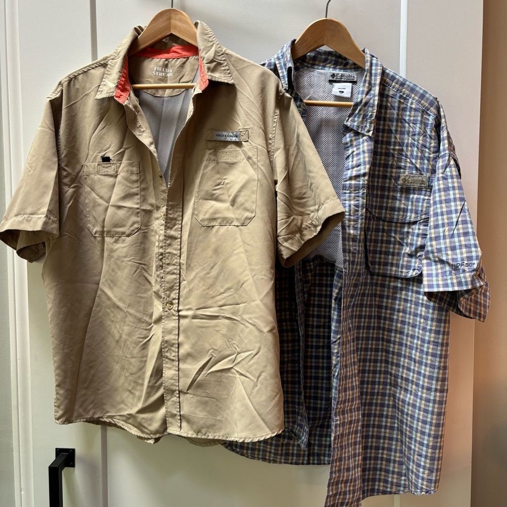 Bundle of 2 Men’s Outdoor Performance Shirts –Columbia & Field & Stream (Size L)